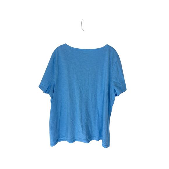 Talbots Plus Shirt Blue‎ Basic Short Sleeve Soft V-Neck Knit Collar Size 2X - Picture 9 of 13